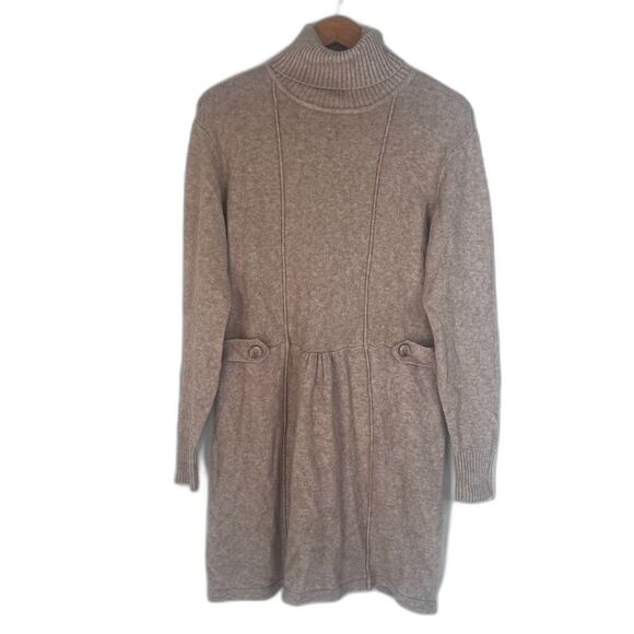 Simply Couture Turtleneck Sweater Dress Preppy Cozy Size MD* Neutral Minimalist - Picture 1 of 9
